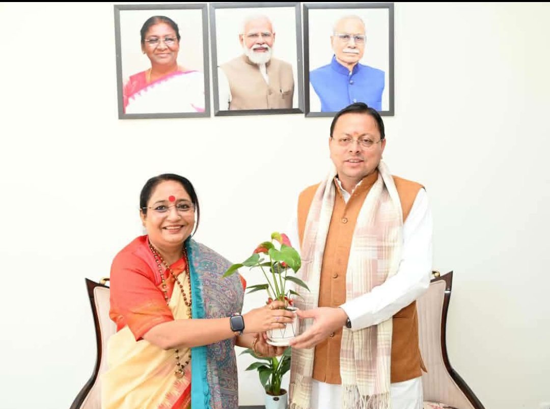गैरसैंण में मुख्यमंत्री पुष्कर सिंह धामी ने विधानसभा अध्यक्ष ऋतु खंडूड़ी भूषण से की शिष्टाचार मुलाकात।