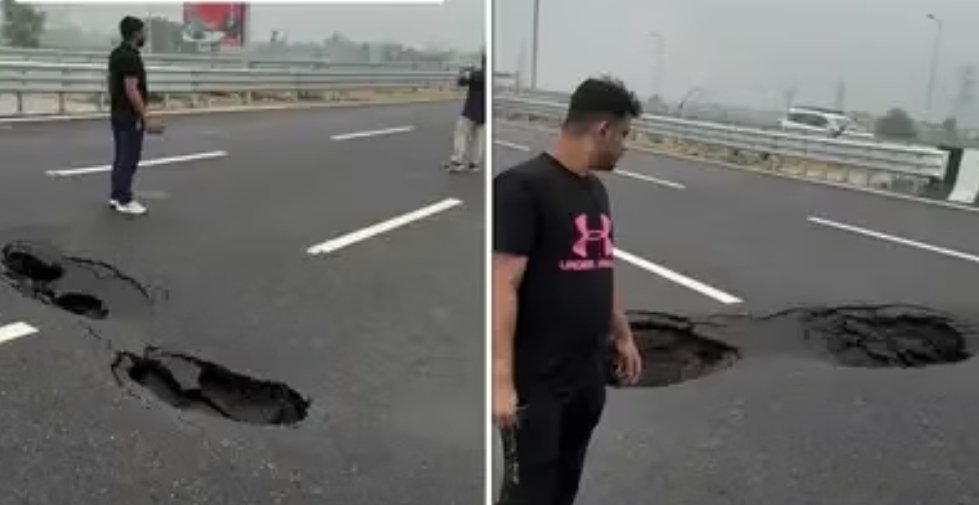 दिल्ली-देहरादून एक्सप्रेसवे पर गड्ढे का वीडियो वायरल, निर्माण गुणवत्ता पर उठे सवाल