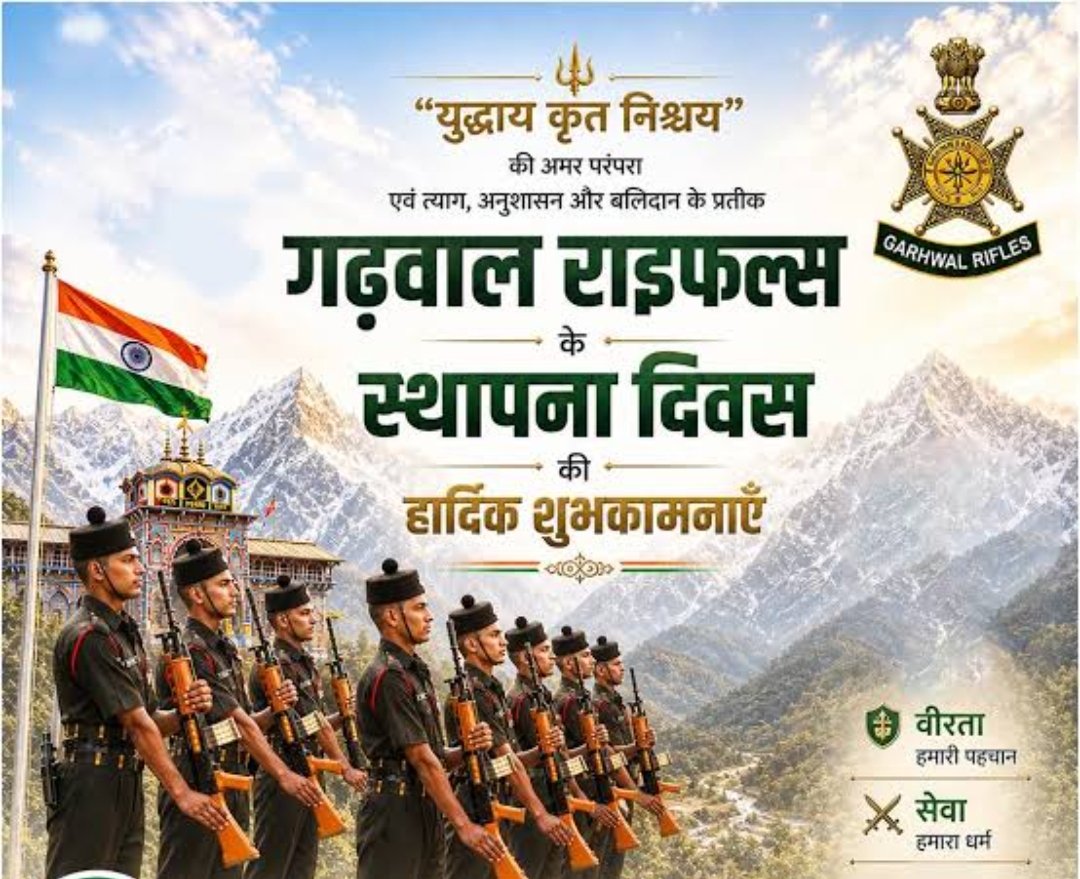 शौर्य, समर्पण और देशभक्ति के जज्बे के साथ गूंजा तृतीय गढ़वाल राइफल्स का स्थापना दिवस।
